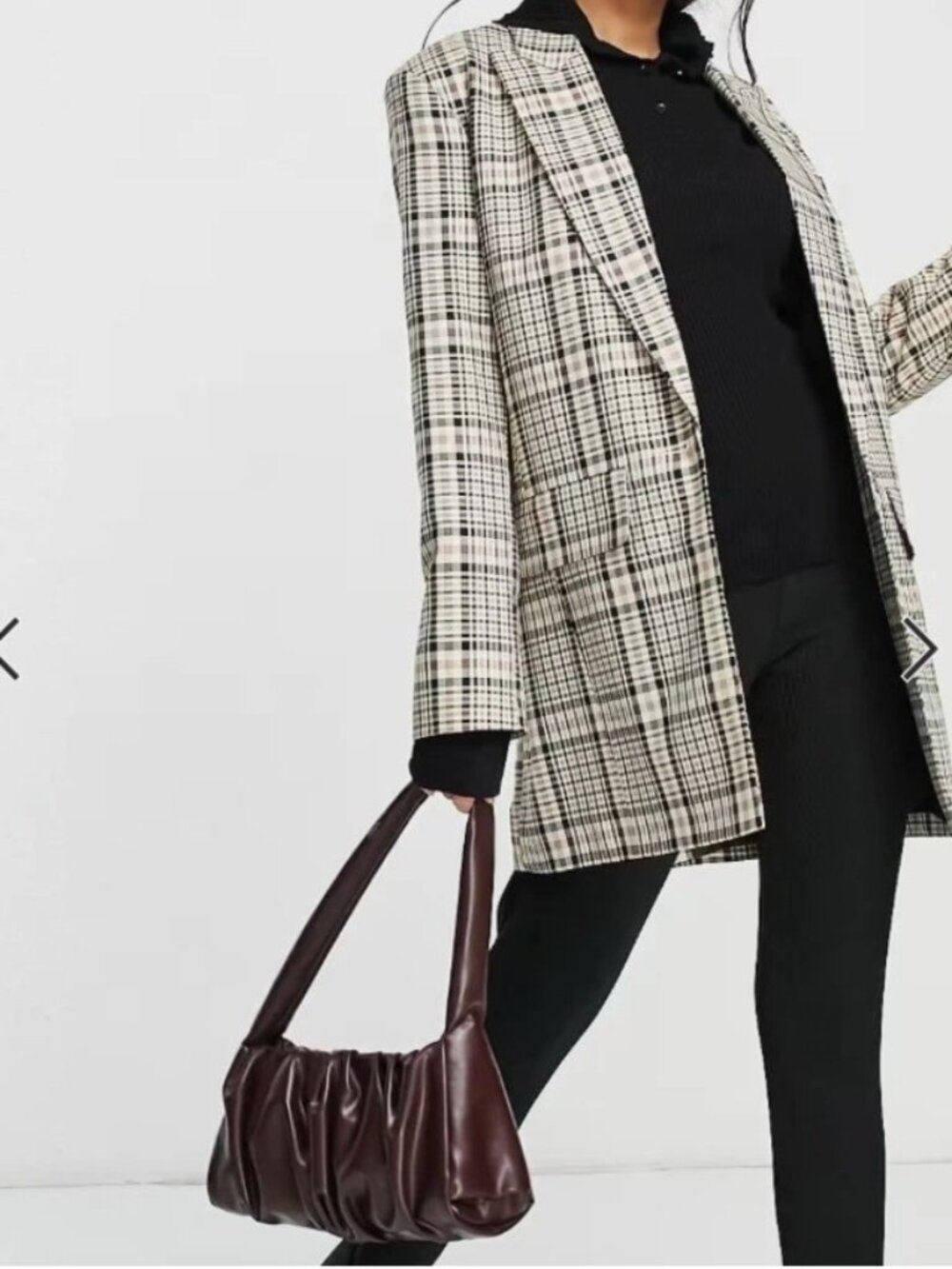 Asos Design Longline Perfect Blazer Multi Check Plaid Fall Jacket Oversized 10